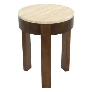 Oliver Travertine Side Table - Small Brown by Cafe Lighting and Living, a Side Table for sale on Style Sourcebook