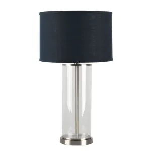 Left Bank Table Lamp - Nickel w Navy Shade by Cafe Lighting and Living, a Table & Bedside Lamps for sale on Style Sourcebook