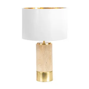 Paola Travertine Table Lamp - White Shade by Cafe Lighting and Living, a Table & Bedside Lamps for sale on Style Sourcebook