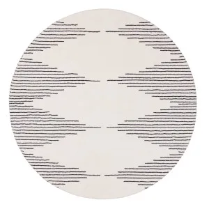 Aldana Black and Cream Tribal Washable Round Rug by Miss Amara, a Contemporary Rugs for sale on Style Sourcebook