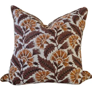 Danica Artisan Block Printed Heavy Weight Pure French Linen Cushion 55cm Square - Lion Brown | Toffee | Carafe| Dark Carafe by null, a Cushions, Decorative Pillows for sale on Style Sourcebook