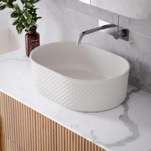 Bao Pill 500mm Above Counter Diamond Embossed Basin - Matte White Textured by Bao Bath, a Basins for sale on Style Sourcebook