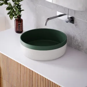 Bao Round 370mm Matte White Texture and Dark Green Above Counter Basin by Bao Bath, a Basins for sale on Style Sourcebook