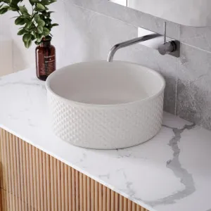 Bao Round 380mm Above Counter Diamond Embossed Basin - Matte White Textured by Bao Bath, a Basins for sale on Style Sourcebook