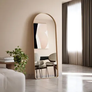Brushed Gold Arch Shaped Full Length Mirror 1500 x 600mm by ingrain by Ingrain, a Vanity Mirrors for sale on Style Sourcebook