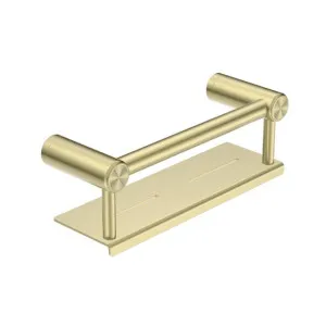 Nero Mecca Care 25mm Grab Rail With Shelf 300mm Brushed Gold by Nero Tapware, a Shelves & Hooks for sale on Style Sourcebook