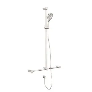 Nero Mecca Care 32mm T Bar Grab Rail and Adjustable Shower Set 1100x750mm Brushed Nickel by Nero Tapware, a Shower Heads & Mixers for sale on Style Sourcebook