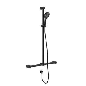 Nero Mecca Care 32mm T Bar Grab Rail and Adjustable Shower Set 1100x750mm Matte Black by Nero Tapware, a Shower Heads & Mixers for sale on Style Sourcebook