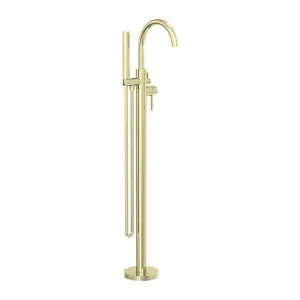 Nero Mecca Round Freestanding Mixer With Hand Shower Brushed Gold by Nero Tapware, a Bathroom Taps & Mixers for sale on Style Sourcebook