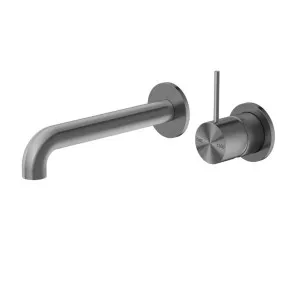 Nero Mecca Wall Basin Mixer Sep BP Handle Up 185mm Spout Gun Metal by Nero Tapware, a Bathroom Taps & Mixers for sale on Style Sourcebook