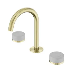 Nero Serenity Basin Set Arc Spout With Carrara Handle Brushed Gold by Nero Tapware, a Bathroom Taps & Mixers for sale on Style Sourcebook