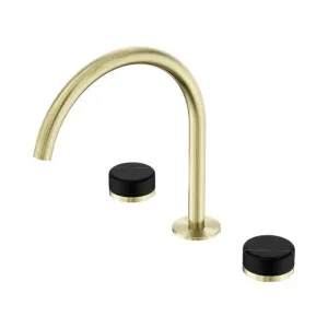 Nero Serenity Bath/Kitchen Set Arc Spout With Marquina Black Handle Brushed Gold by Nero Tapware, a Bathroom Taps & Mixers for sale on Style Sourcebook