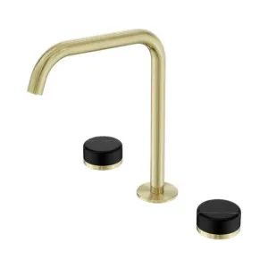 Nero Serenity Bath/Kitchen Set Edge Spout With Marquina Black Handle Brushed Gold by Nero Tapware, a Bathroom Taps & Mixers for sale on Style Sourcebook