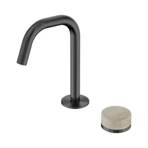 Nero Serenity Progressive Basin Mixer Edge Spout With Rome Travertine Handle Gun Metal by Nero Tapware, a Bathroom Taps & Mixers for sale on Style Sourcebook