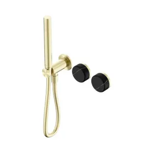Nero Serenity Progressive Shower System With Marquina Black Handle And Slim Shower Brushed Gold by Nero Tapware, a Bathroom Taps & Mixers for sale on Style Sourcebook