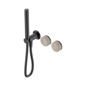Nero Serenity Progressive Shower System With Rome Travertine Handle And Slim Shower Gun Metal by Nero Tapware, a Bathroom Taps & Mixers for sale on Style Sourcebook