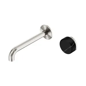 Nero Serenity Progressive Wall Basin Mixer 160mm Spout With Marquina Black Handle Brushed Nickel by Nero Tapware, a Bathroom Taps & Mixers for sale on Style Sourcebook