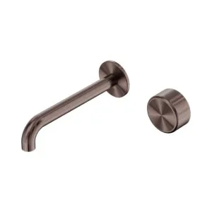 Nero Serenity Progressive Wall Basin Mixer 185mm Spout With Metal Handle Brushed Bronze by Nero Tapware, a Bathroom Taps & Mixers for sale on Style Sourcebook