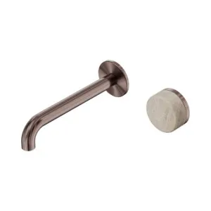 Nero Serenity Progressive Wall Basin Mixer 220mm Spout With Rome Travertine Handle Brushed Bronze by Nero Tapware, a Bathroom Taps & Mixers for sale on Style Sourcebook