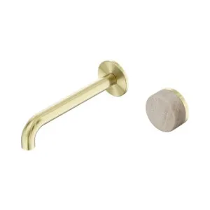 Nero Serenity Progressive Wall Basin Mixer 220mm Spout With Rome Travertine Handle Brushed Gold by Nero Tapware, a Bathroom Taps & Mixers for sale on Style Sourcebook