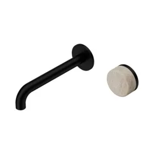 Nero Serenity Progressive Wall Basin Mixer 220mm Spout With Rome Travertine Handle Matte Black by Nero Tapware, a Bathroom Taps & Mixers for sale on Style Sourcebook