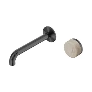 Nero Serenity Progressive Wall Basin Mixer 220mm Spout With Rome Travertine Handle Gun Metal by Nero Tapware, a Bathroom Taps & Mixers for sale on Style Sourcebook