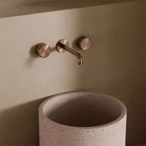 Nero Serenity Wall Basin Set 160mm Spout With Metal Handle Brushed Bronze by Nero Tapware, a Bathroom Taps & Mixers for sale on Style Sourcebook