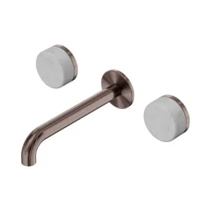 Nero Serenity Wall Basin Set 185mm Spout With Carrara Handle Brushed Bronze by Nero Tapware, a Bathroom Taps & Mixers for sale on Style Sourcebook