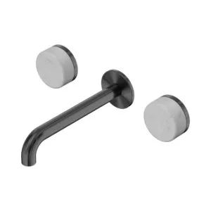 Nero Serenity Wall Basin Set 185mm Spout With Carrara Handle Gun Metal by Nero Tapware, a Bathroom Taps & Mixers for sale on Style Sourcebook