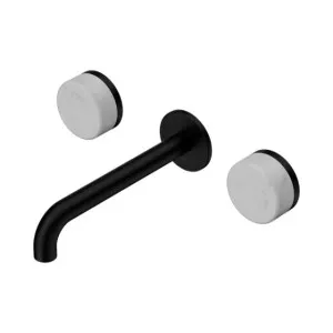 Nero Serenity Wall Basin Set 185mm Spout With Carrara Handle Matte Black by Nero Tapware, a Bathroom Taps & Mixers for sale on Style Sourcebook