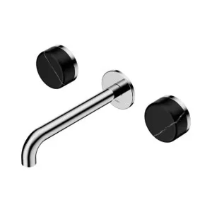 Nero Serenity Wall Basin Set 185mm Spout With Marquina Black Handle Chrome by Nero Tapware, a Bathroom Taps & Mixers for sale on Style Sourcebook