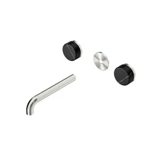 Nero Serenity Wall Basin Set 185mm Spout With Marquina Black Handle Trim Kit Only Brushed Nickel by Nero Tapware, a Bathroom Taps & Mixers for sale on Style Sourcebook