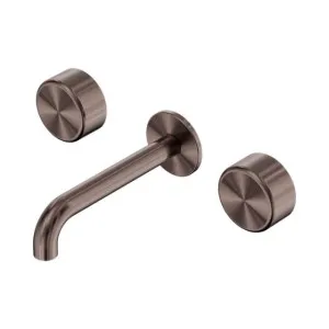 Nero Serenity Wall Basin Set 185mm Spout With Metal Handle Brushed Bronze by Nero Tapware, a Bathroom Taps & Mixers for sale on Style Sourcebook