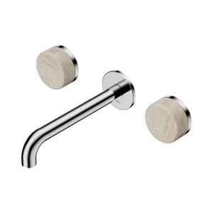 Nero Serenity Wall Basin Set 185mm Spout With Rome Travertine Handle Chrome by Nero Tapware, a Bathroom Taps & Mixers for sale on Style Sourcebook