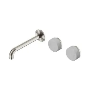 Nero Serenity Wall Basin Set 220mm Offset Spout With Carrara Handle Brushed Nickel by Nero Tapware, a Bathroom Taps & Mixers for sale on Style Sourcebook
