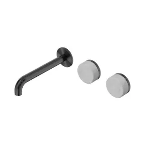 Nero Serenity Wall Basin Set 220mm Offset Spout With Carrara Handle Gun Metal by Nero Tapware, a Bathroom Taps & Mixers for sale on Style Sourcebook