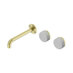 Nero Serenity Wall Basin Set 220mm Offset Spout With Carrara Handle Brushed Gold by Nero Tapware, a Bathroom Taps & Mixers for sale on Style Sourcebook