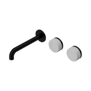 Nero Serenity Wall Basin Set 220mm Offset Spout With Carrara Handle Matte Black by Nero Tapware, a Bathroom Taps & Mixers for sale on Style Sourcebook
