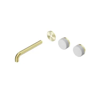 Nero Serenity Wall Basin Set 220mm Offset spout With Carrara Handle Trim Kit Only Brushed Gold by Nero Tapware, a Bathroom Taps & Mixers for sale on Style Sourcebook