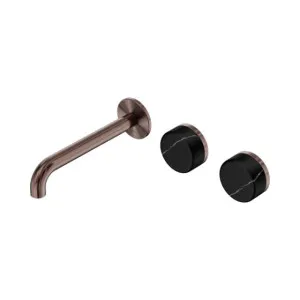 Nero Serenity Wall Basin Set 220mm Offset Spout With Marquina Black Handle Brushed Bronze by Nero Tapware, a Bathroom Taps & Mixers for sale on Style Sourcebook