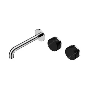 Nero Serenity Wall Basin Set 220mm Offset Spout With Marquina Black Handle Chrome by Nero Tapware, a Bathroom Taps & Mixers for sale on Style Sourcebook