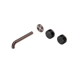 Nero Serenity Wall Basin Set 220mm Offset spout With Marquina Black Handle Trim Kit Only Brushed Bronze by Nero Tapware, a Bathroom Taps & Mixers for sale on Style Sourcebook