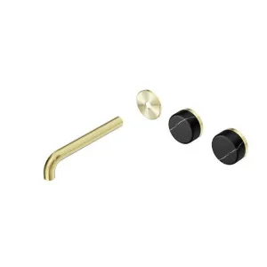 Nero Serenity Wall Basin Set 220mm Offset spout With Marquina Black Handle Trim Kit Only Brushed Gold by Nero Tapware, a Bathroom Taps & Mixers for sale on Style Sourcebook