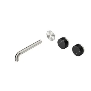 Nero Serenity Wall Basin Set 220mm Offset spout With Marquina Black Handle Trim Kit Only Brushed Nickel by Nero Tapware, a Bathroom Taps & Mixers for sale on Style Sourcebook