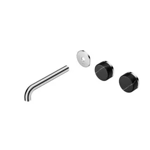 Nero Serenity Wall Basin Set 220mm Offset spout With Marquina Black Handle Trim Kit Only Chrome by Nero Tapware, a Bathroom Taps & Mixers for sale on Style Sourcebook