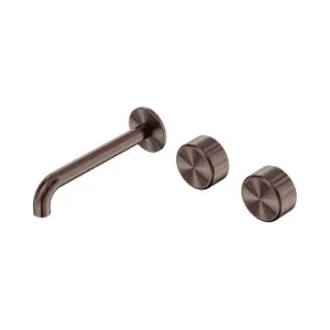 Nero Serenity Wall Basin Set 220mm Offset Spout With Metal Handle Brushed Bronze by Nero Tapware, a Bathroom Taps & Mixers for sale on Style Sourcebook