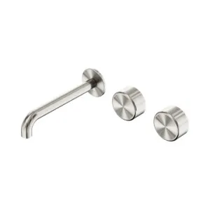 Nero Serenity Wall Basin Set 220mm Offset Spout With Metal Handle Brushed Nickel by Nero Tapware, a Bathroom Taps & Mixers for sale on Style Sourcebook