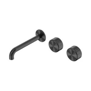 Nero Serenity Wall Basin Set 220mm Offset Spout With Metal Handle Gun Metal by Nero Tapware, a Bathroom Taps & Mixers for sale on Style Sourcebook