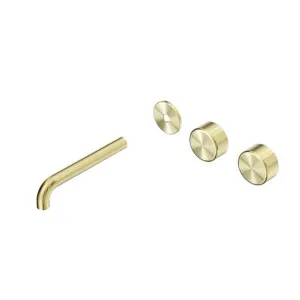 Nero Serenity Wall Basin Set 220mm Offset spout With Metal Handle Trim Kit Only Brushed Gold by Nero Tapware, a Bathroom Taps & Mixers for sale on Style Sourcebook