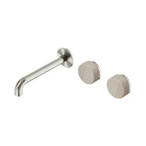 Nero Serenity Wall Basin Set 220mm Offset Spout With Rome Travertine Handle Brushed Nickel by Nero Tapware, a Bathroom Taps & Mixers for sale on Style Sourcebook
